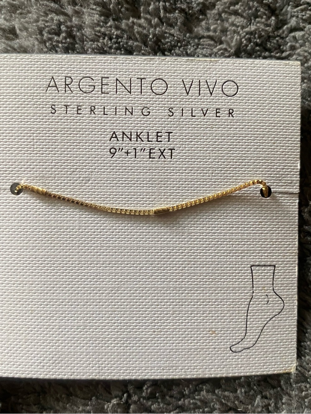 Argento Vivo Gold Sterling Silver Anklet Bracelet - Gold